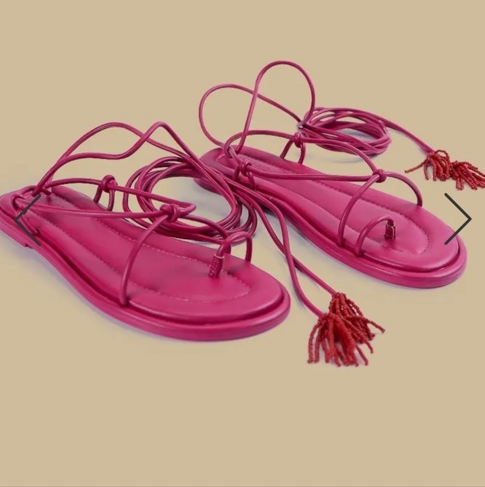 FARM RIO Pink Lace Up Gladiator Sandals Size 9 NWT